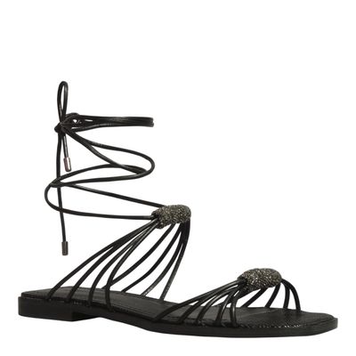 Rasteira Amarração Brilho Strass Preta