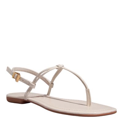 Rasteira Verniz Show Marfim Bico Quadrado