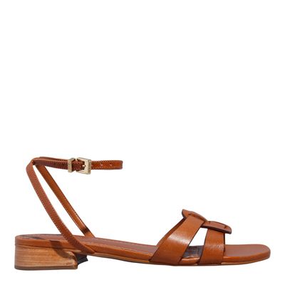 Rasteira Couro Marrom Salto Grosso