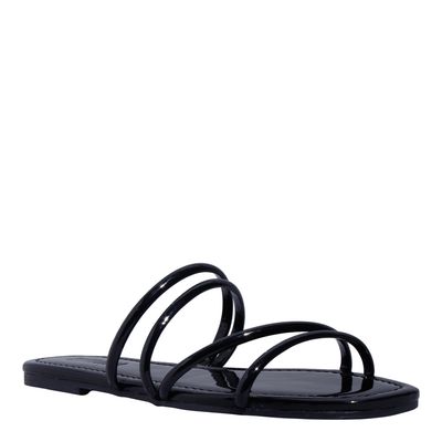 Rasteira Verniz Bico Quadrado Preta