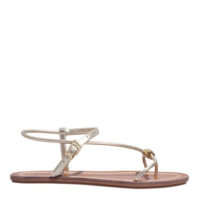 Rasteira napa metalizada dourada bico redondo