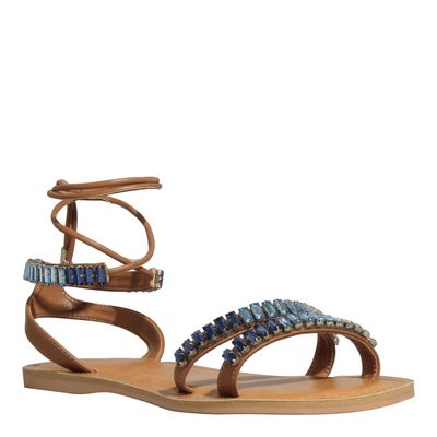 Rasteira Amarração Napa Caramelo Brilho