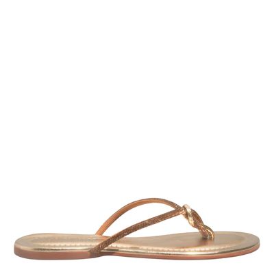 Rasteira Shiny Dourada Metalizada Bico Redondo