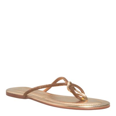 Rasteira Shiny Dourada Metalizada Bico Redondo