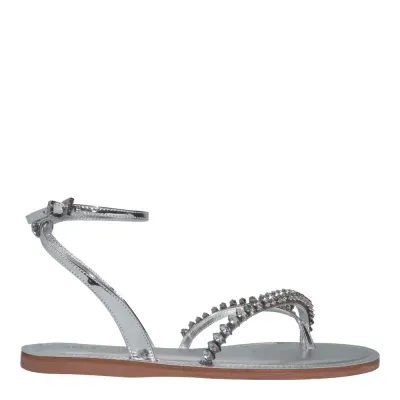 Rasteira Metalizada Pedraria Prata