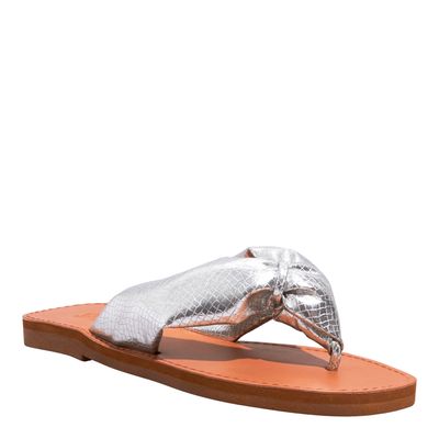 Rasteira Cobra Metalizado Cristal Prata