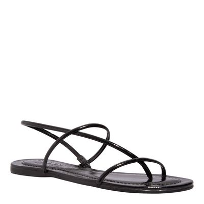 Rasteira Verniz Glossy Preto Tiras Finas