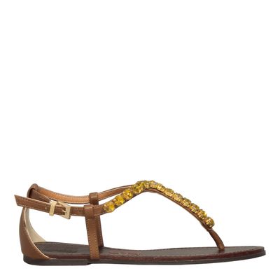 Rasteira Napa Bege Pedraria Bico Redondo