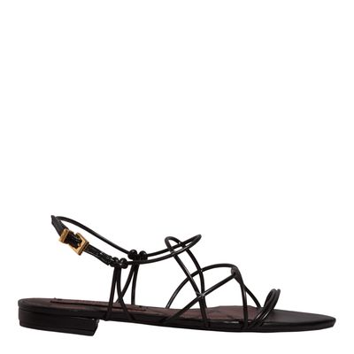 Rasteira Bico Folha Napa Soft Preta