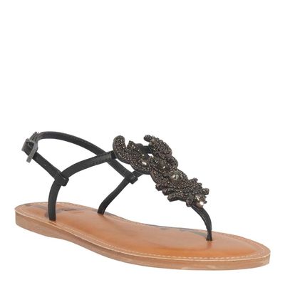 Rasteira Napa Soft Pedraria Preta