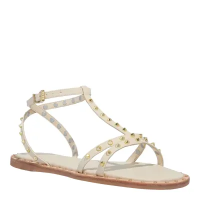 Rasteira Napa Soft Creme Tiras Spikes