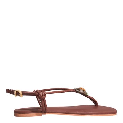 Rasteira Pedraria Napa Soft Marrom Terra