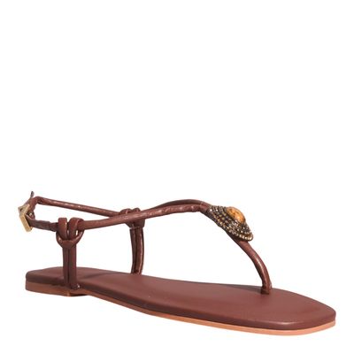 Rasteira Pedraria Napa Soft Marrom Terra