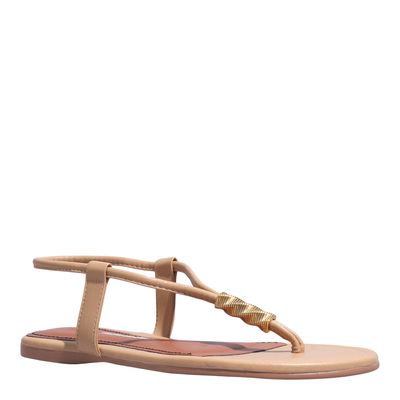 Rasteira Napa Soft Bege Bico Redondo