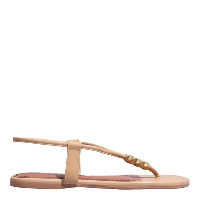 Rasteira Napa Soft Bege Bico Redondo