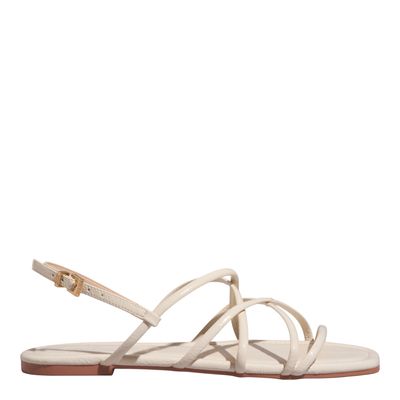 Rasteira Tiras Verniz Off White