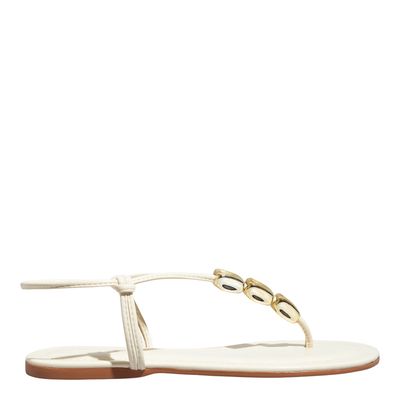 Rasteira Napa Off White Tira Pedraria