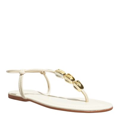 Rasteira Napa Off White Tira Pedraria