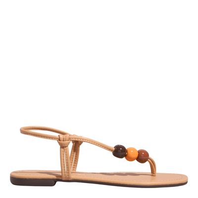 Rasteira Napa Soft Bege Bico Quadrado