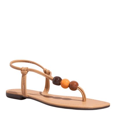 Rasteira Napa Soft Bege Bico Quadrado