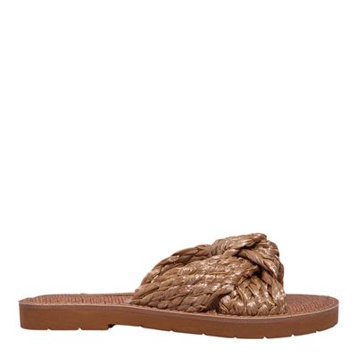 Rasteira Rafia Caramelo