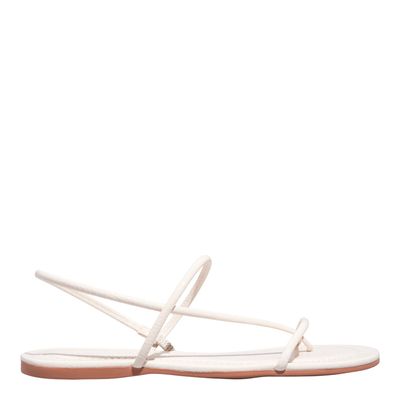 Rasteira Verniz Glossy Off White Tiras Finas