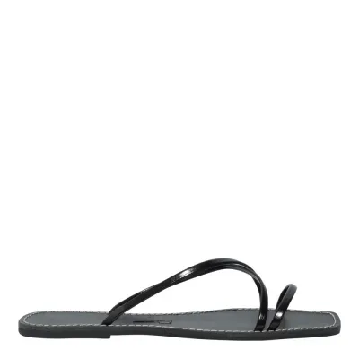 Rasteira Napa Madri Preto Bico Quadrado