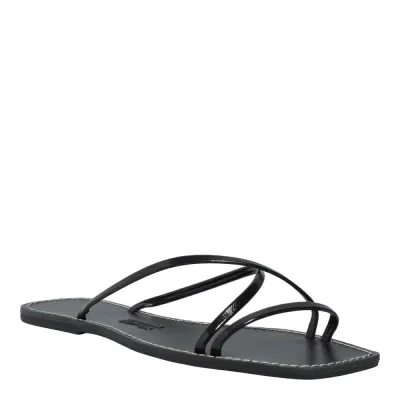 Rasteira Napa Madri Preto Bico Quadrado