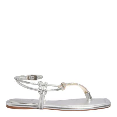 Rasteira Metalizada Shiny Prata Bico Quadrado