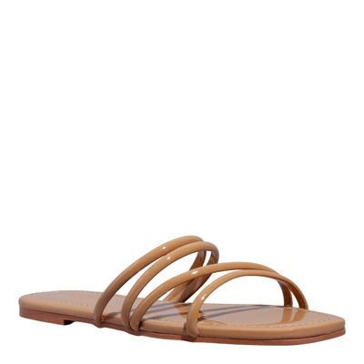 Rasteira Verniz Bico Quadrado Bege