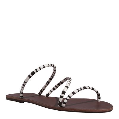 Rasteira Napa Tiras Finas Animal Print Zebra