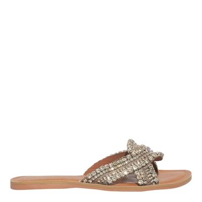 Rasteira Brush Brilho Strass Bege