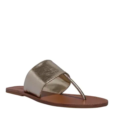 Rasteira Metalizado Reflexo Dourado