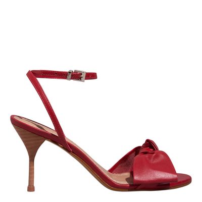 Sandália Couro Confort Salto Agulha Vermelha