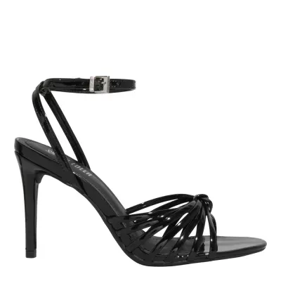 Sandália Nó Verniz Salto Alto Fino Preta