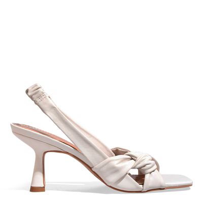 Sandália Slingback Couro Marfim Salto Taça