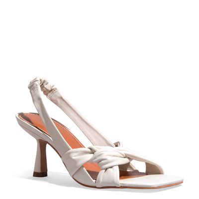 Sandália Slingback Couro Marfim Salto Taça