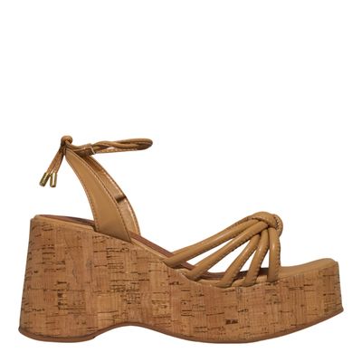 Sandália Anabela Napa Soft Bege