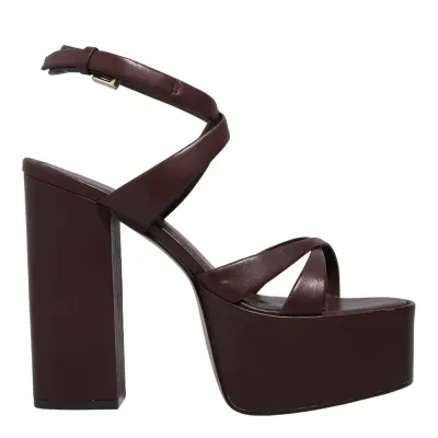 Sandália Plataforma Couro Pelica Soft Marrom Dark