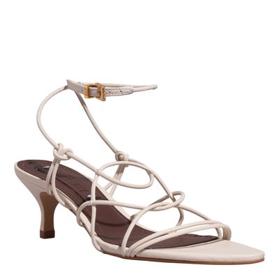 Sandália Napa Soft Off White Salto Fino Baixo