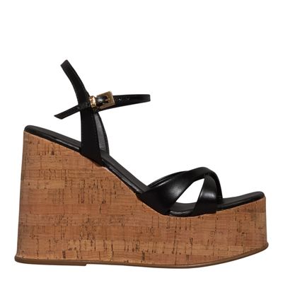 Sandália Anabela Couro Nobre Soft Preta