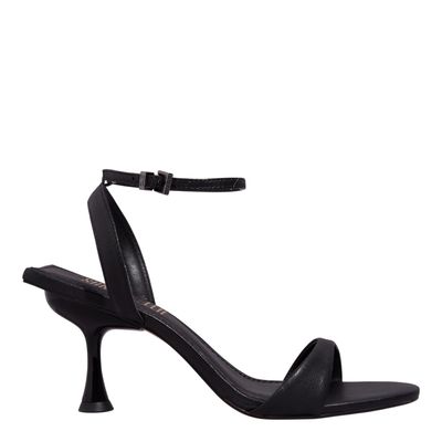 Sandália Couro Pelica Soft Salto Taça Preta