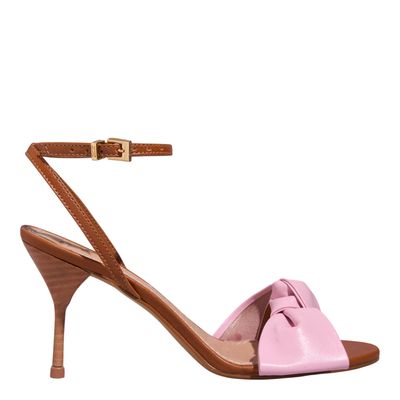 Sandália Couro Confort Salto Agulha Rosa