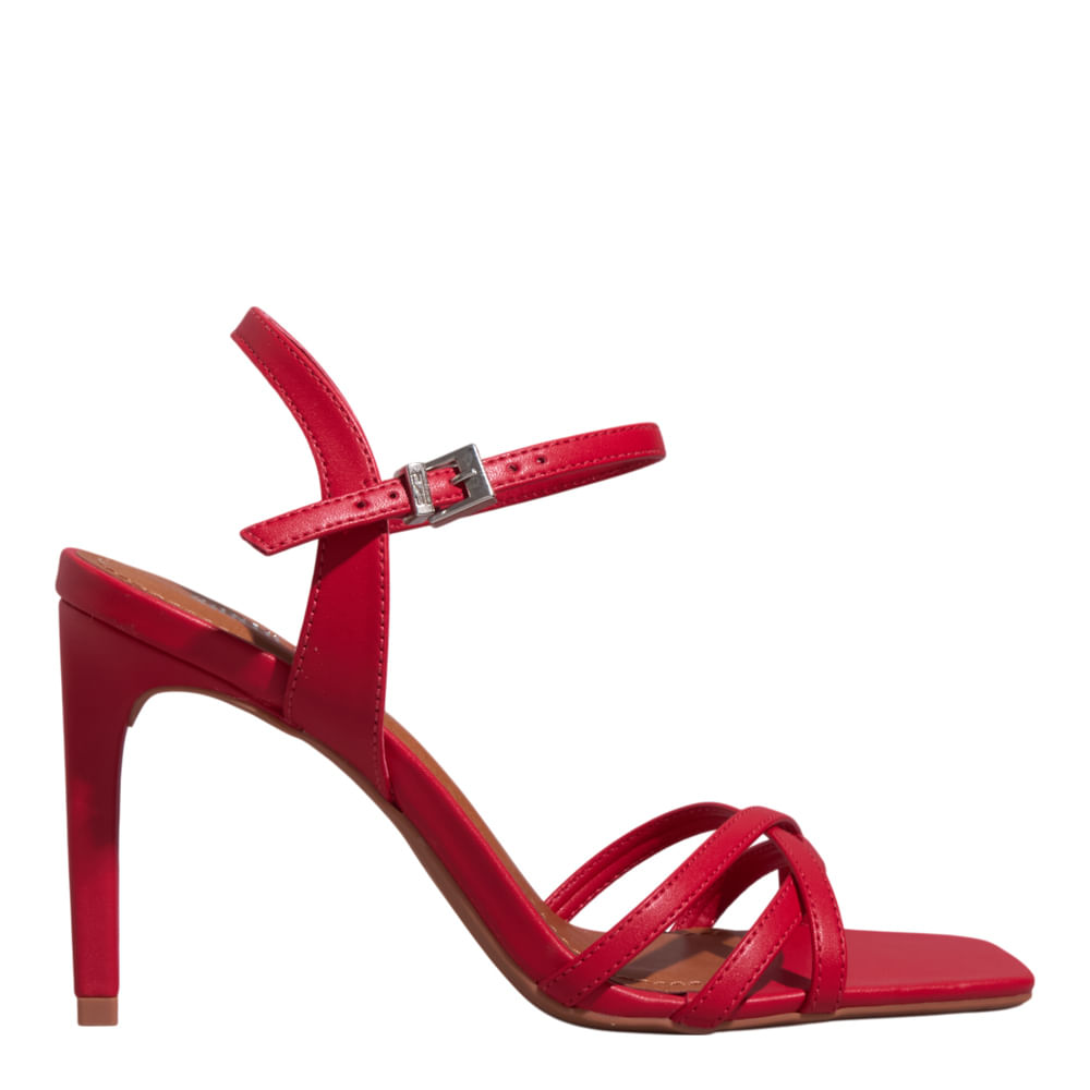 Sandália Napa Soft Vermelho Salto Alto - Santa Lolla