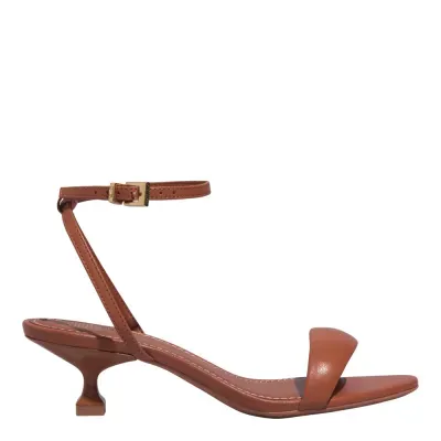 Sandália Couro Pelica Soft Marrom Safari Salto Taça Baixo