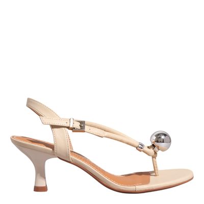 Sandália Napa Soft Off White Salto Baixo