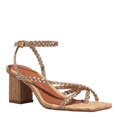 Sandália Metalizada Salto Médio Trança