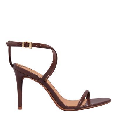 Sandália Napa Madri Marrom Salto Alto