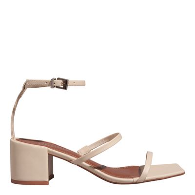 Sandália Lolla Napa Off White Salto Grosso