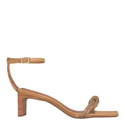 Sandália Shiny Bege Salto Baixo Lâmina